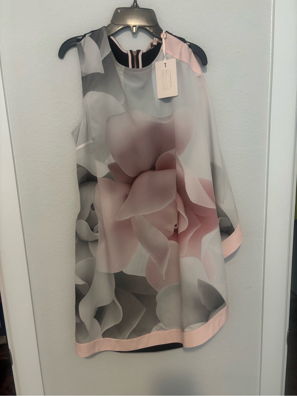 Ted Baker NEW Black Pastel Pink and Light Gray